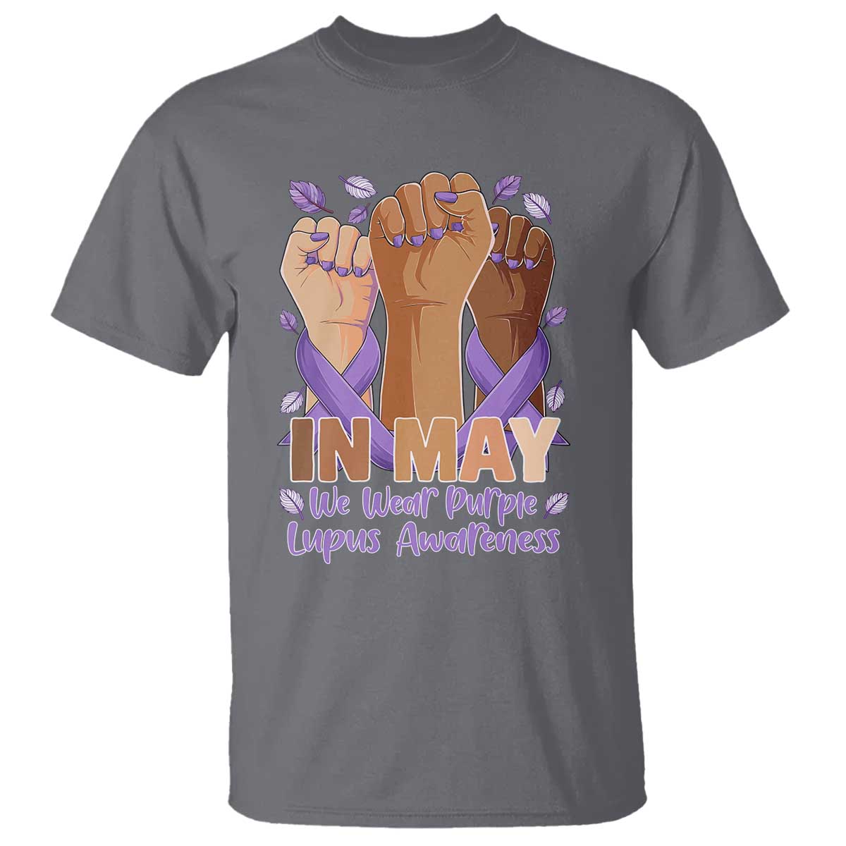 In May We Wear Purple Lupus Support T Shirt Purple Ribbon
