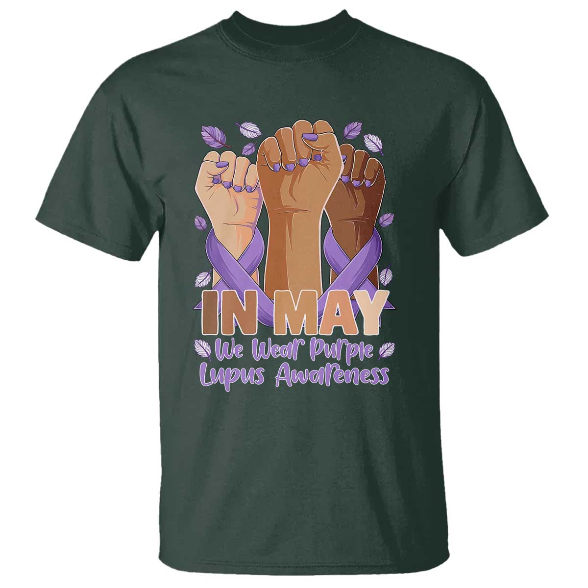 In May We Wear Purple Lupus Support T Shirt Purple Ribbon