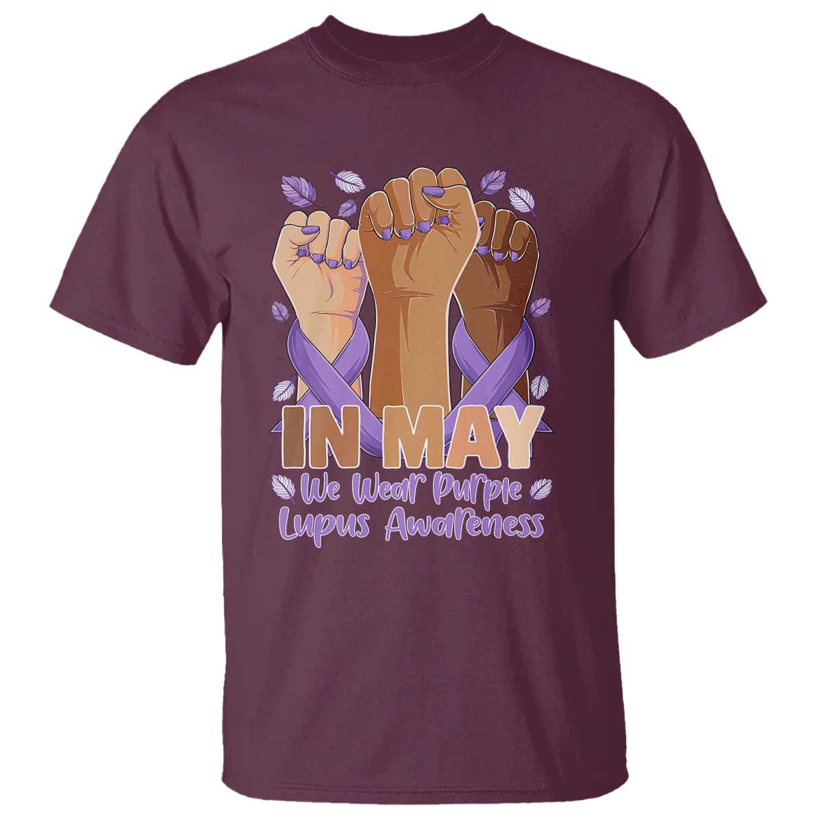 In May We Wear Purple Lupus Support T Shirt Purple Ribbon