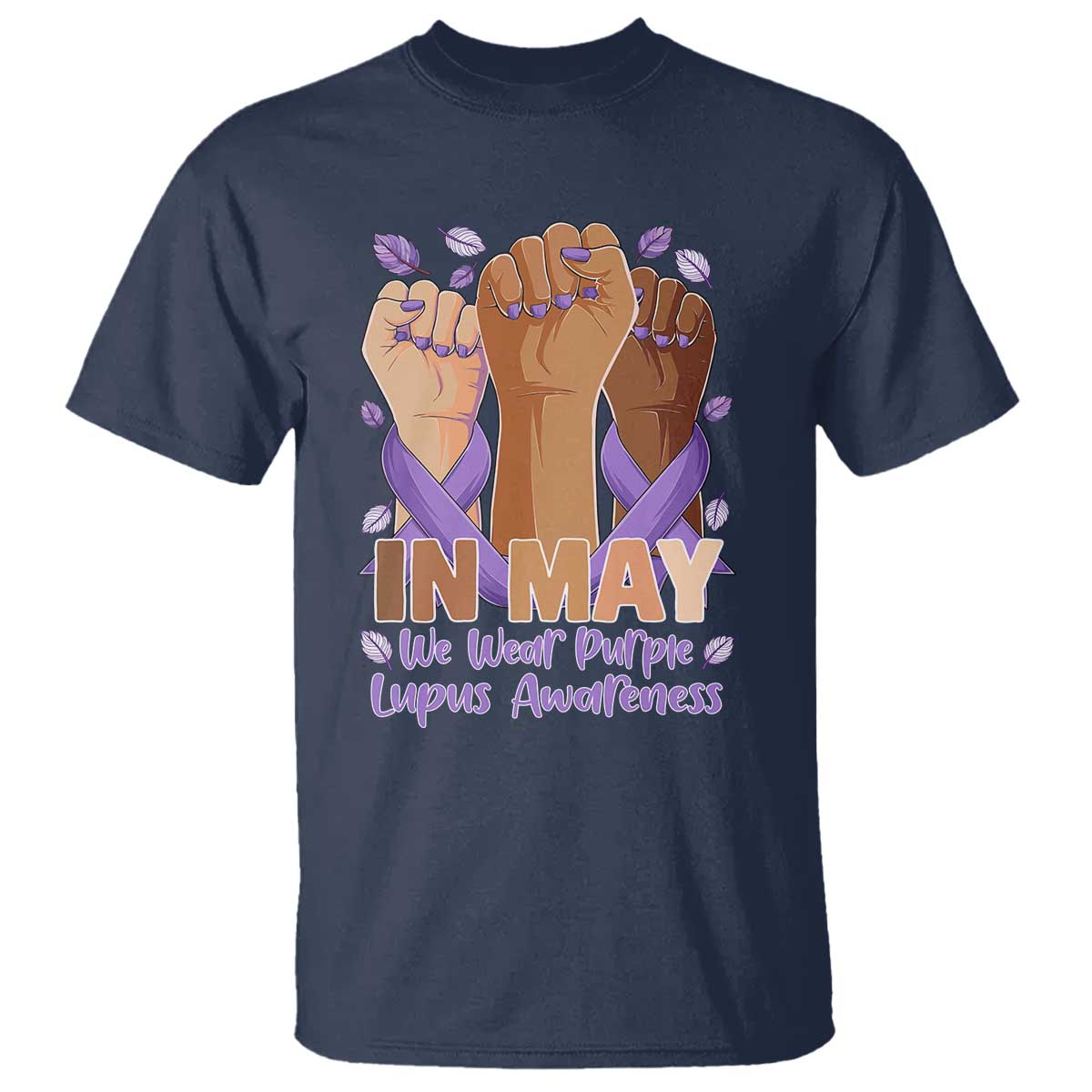 In May We Wear Purple Lupus Support T Shirt Purple Ribbon