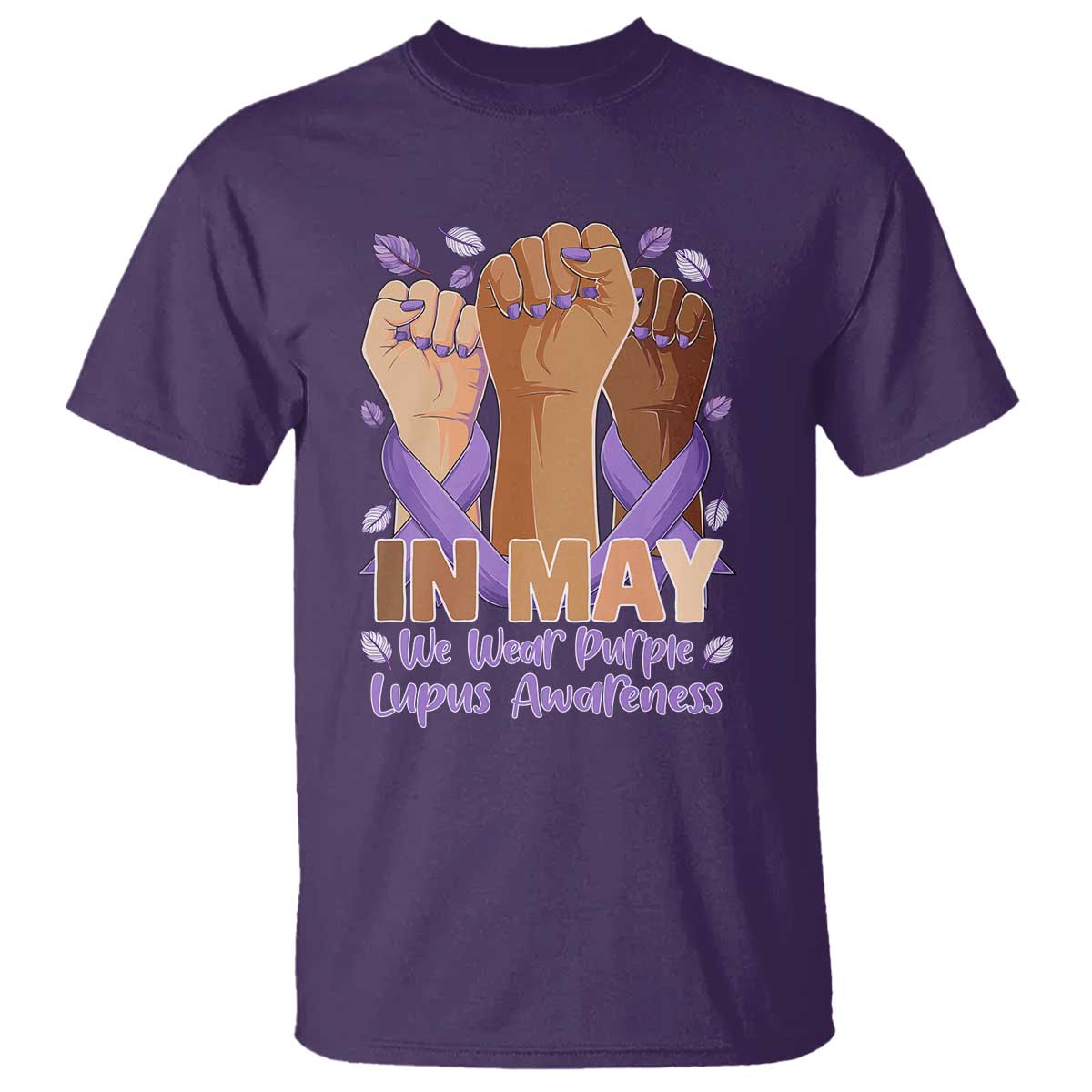 In May We Wear Purple Lupus Support T Shirt Purple Ribbon