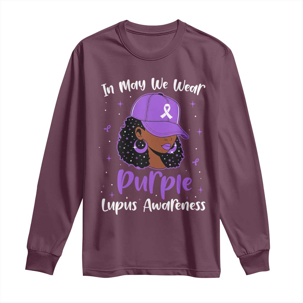 Lupus Support Long Sleeve Shirt African American Black Women Fight Lupus Purple Ribbon