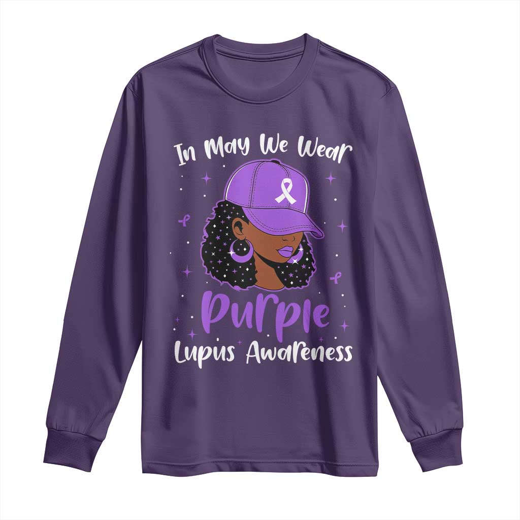 Lupus Support Long Sleeve Shirt African American Black Women Fight Lupus Purple Ribbon
