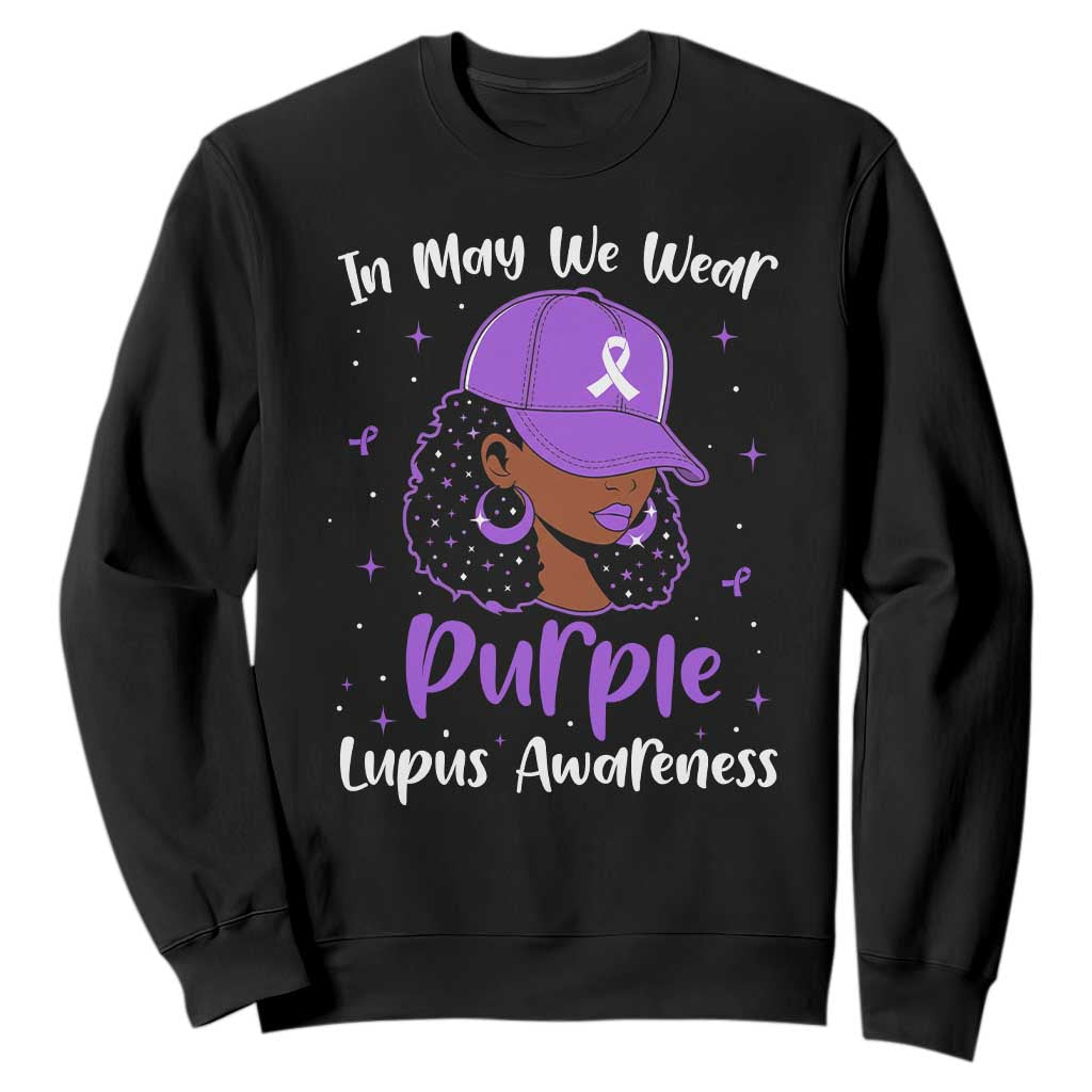 Lupus Support Sweatshirt African American Black Women Fight Lupus Purple Ribbon