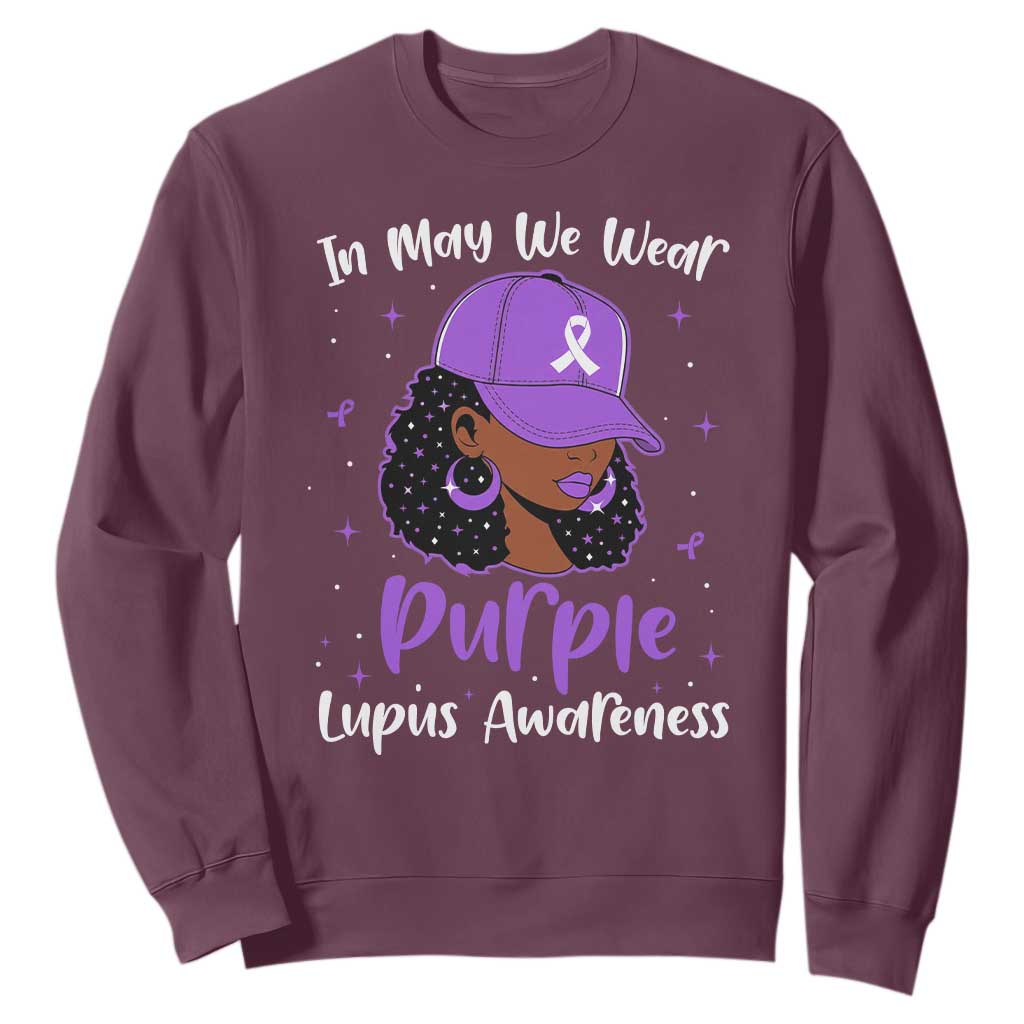 Lupus Support Sweatshirt African American Black Women Fight Lupus Purple Ribbon