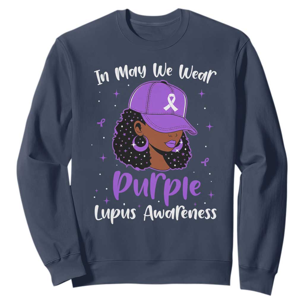 Lupus Support Sweatshirt African American Black Women Fight Lupus Purple Ribbon