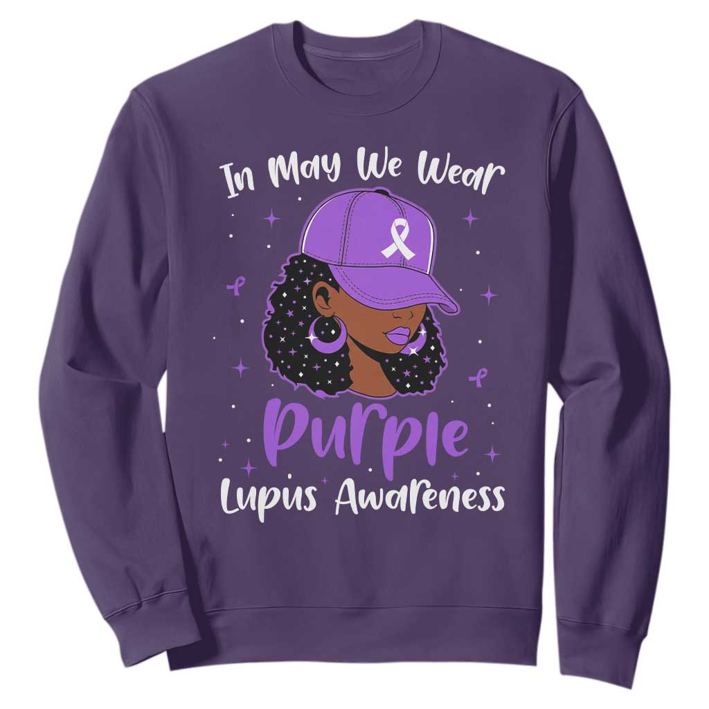 Lupus Support Sweatshirt African American Black Women Fight Lupus Purple Ribbon
