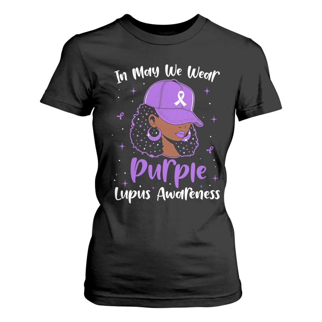 Lupus Support T Shirt For Women African American Black Women Fight Lupus Purple Ribbon