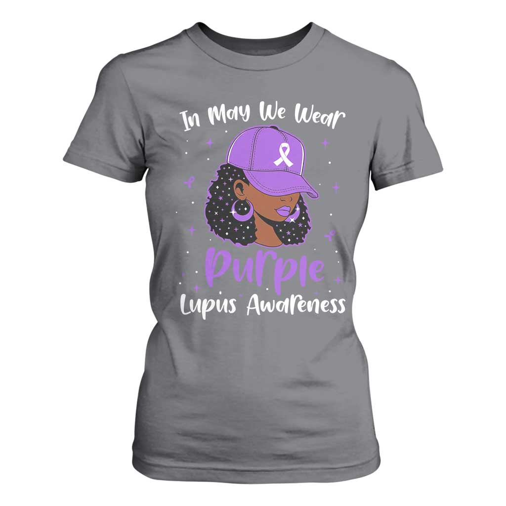 Lupus Support T Shirt For Women African American Black Women Fight Lupus Purple Ribbon
