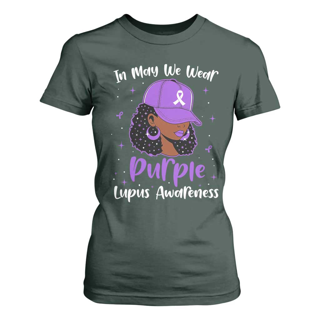 Lupus Support T Shirt For Women African American Black Women Fight Lupus Purple Ribbon