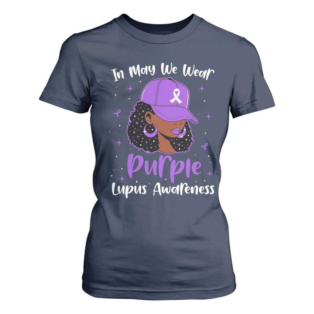Lupus Support T Shirt For Women African American Black Women Fight Lupus Purple Ribbon