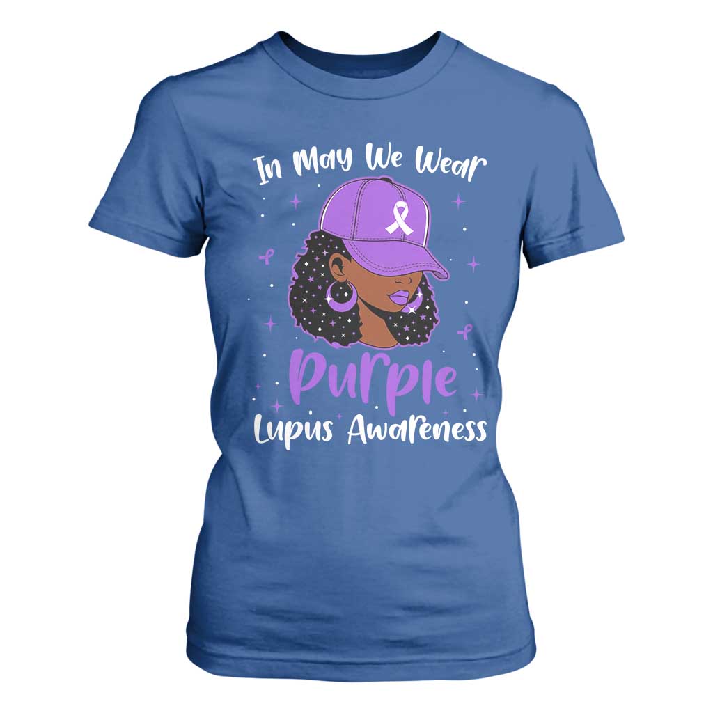Lupus Support T Shirt For Women African American Black Women Fight Lupus Purple Ribbon