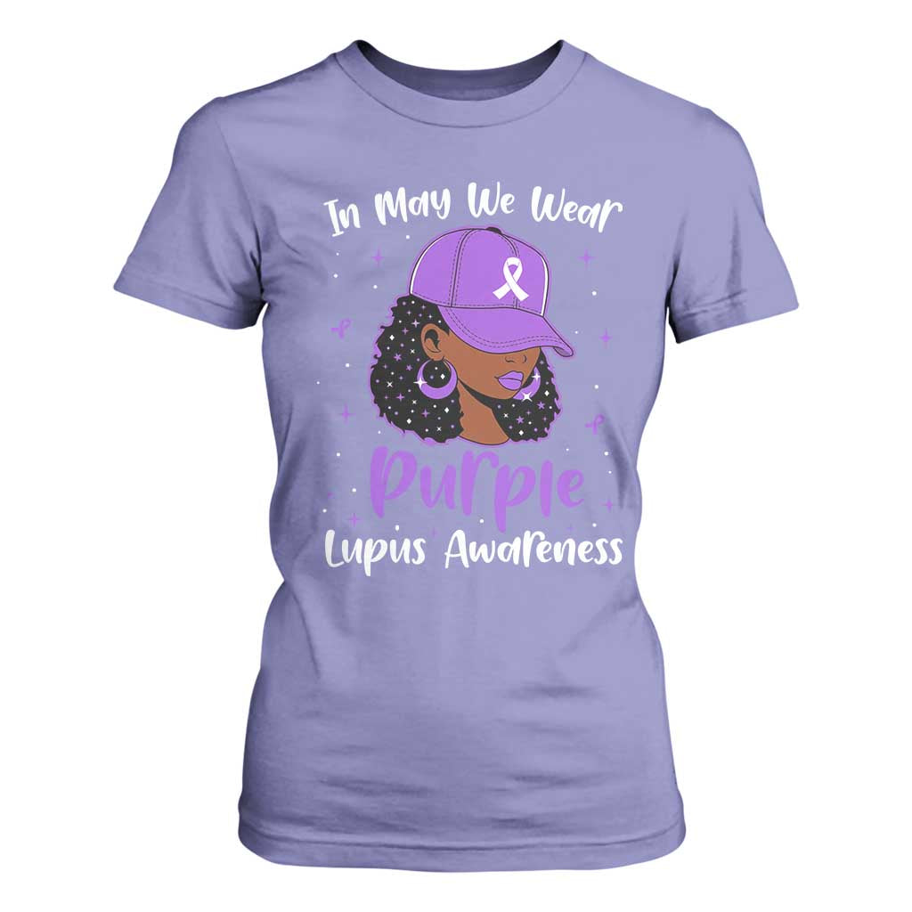 Lupus Support T Shirt For Women African American Black Women Fight Lupus Purple Ribbon