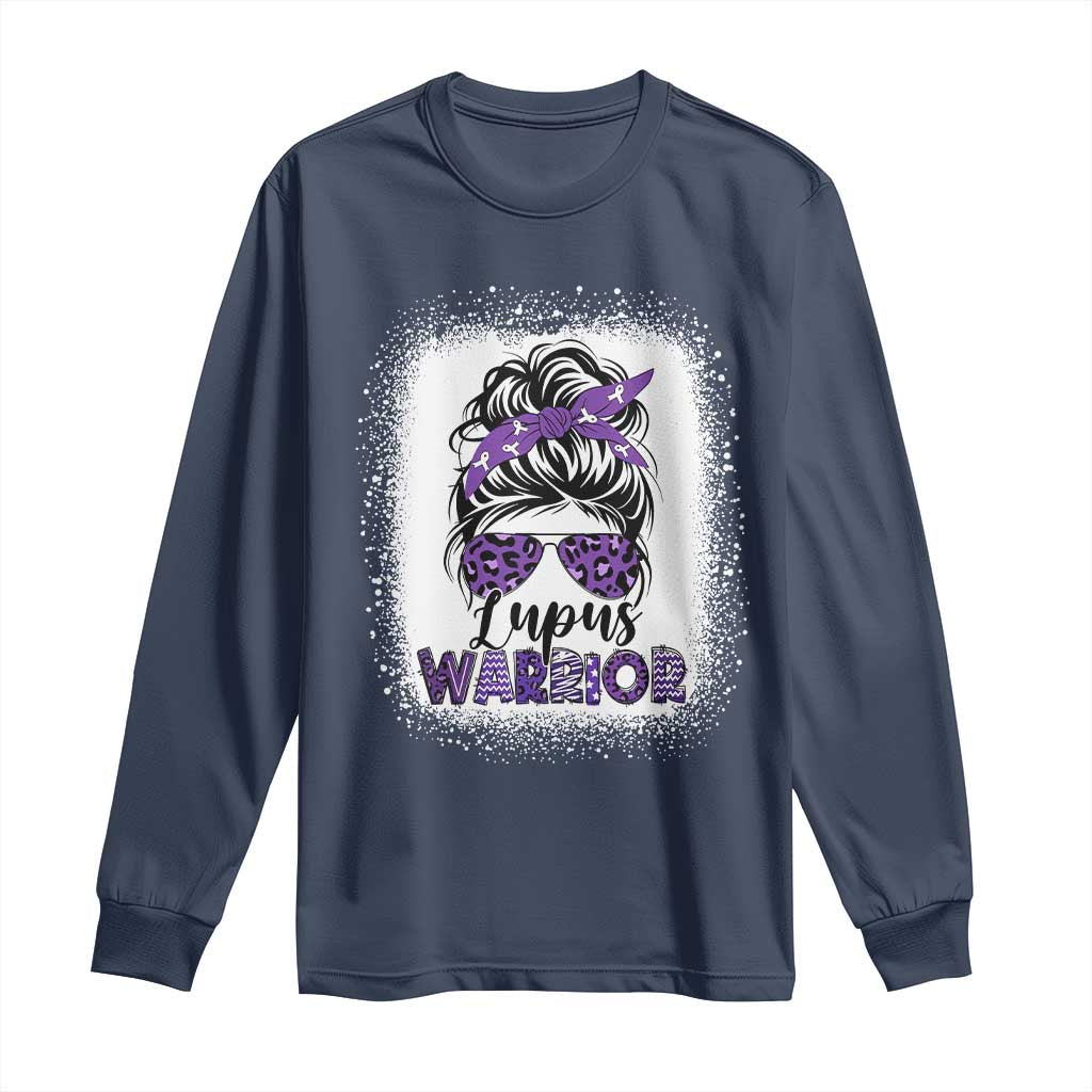 Lupus Warrior Long Sleeve Shirt Purple Ribbon Messy Bun Women