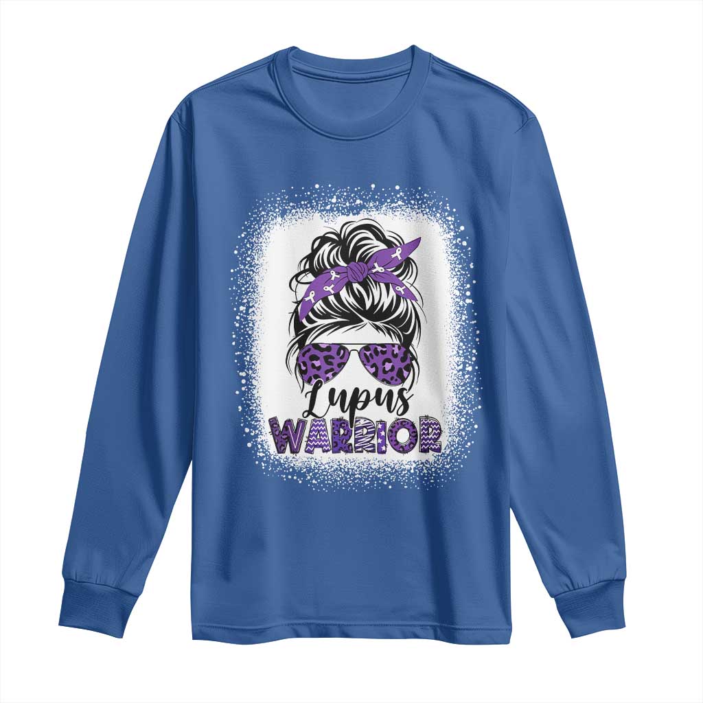 Lupus Warrior Long Sleeve Shirt Purple Ribbon Messy Bun Women