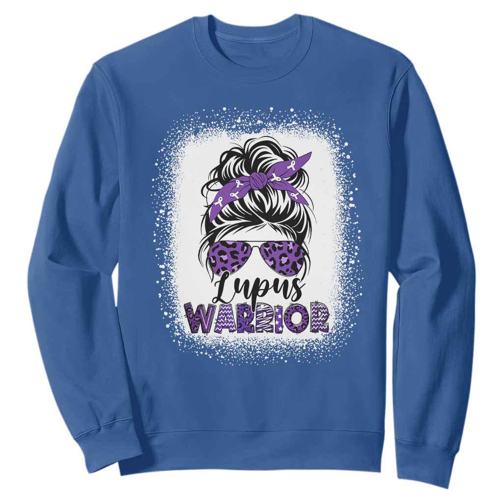 Lupus Warrior Sweatshirt Purple Ribbon Messy Bun Women