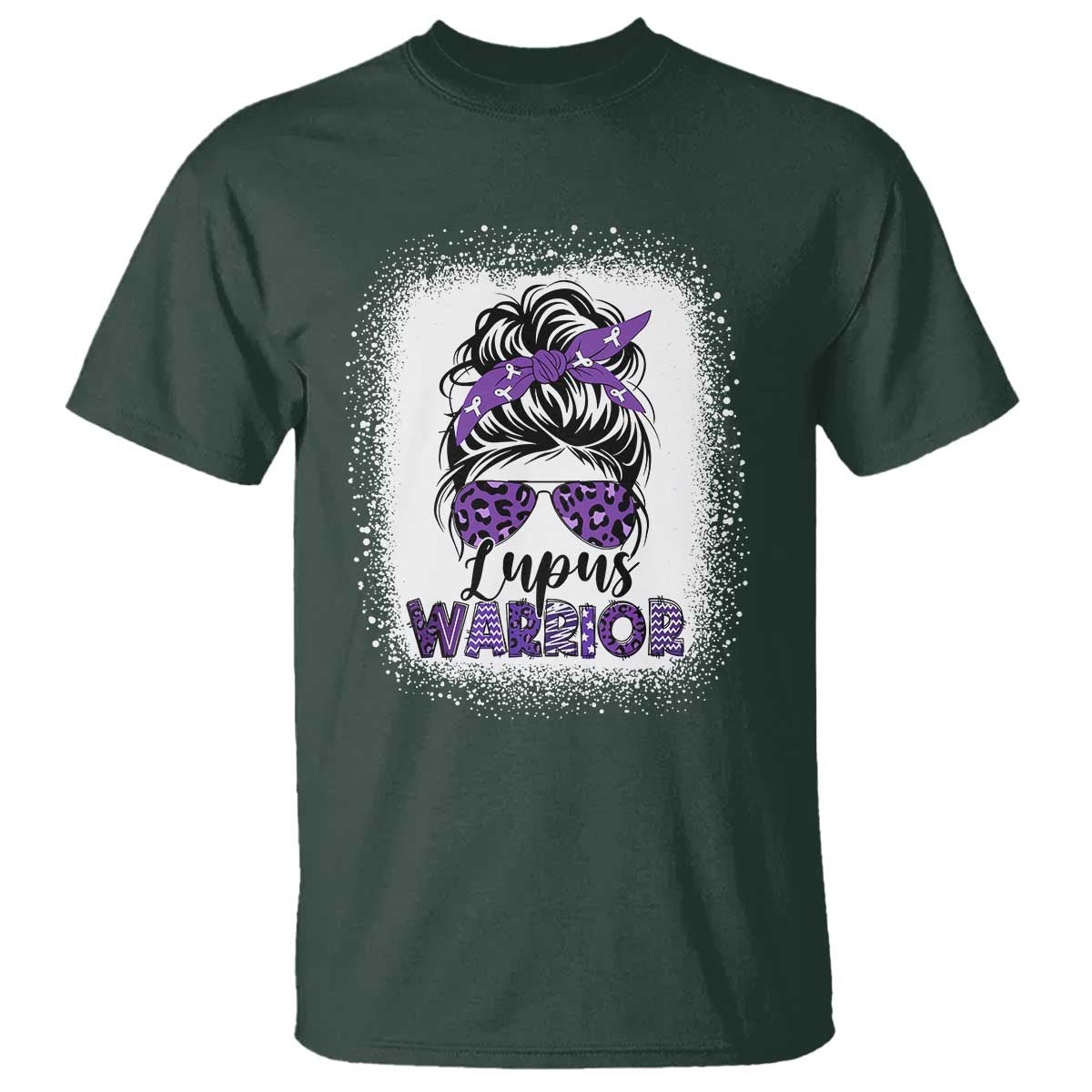 Lupus Warrior T Shirt Purple Ribbon Messy Bun Women