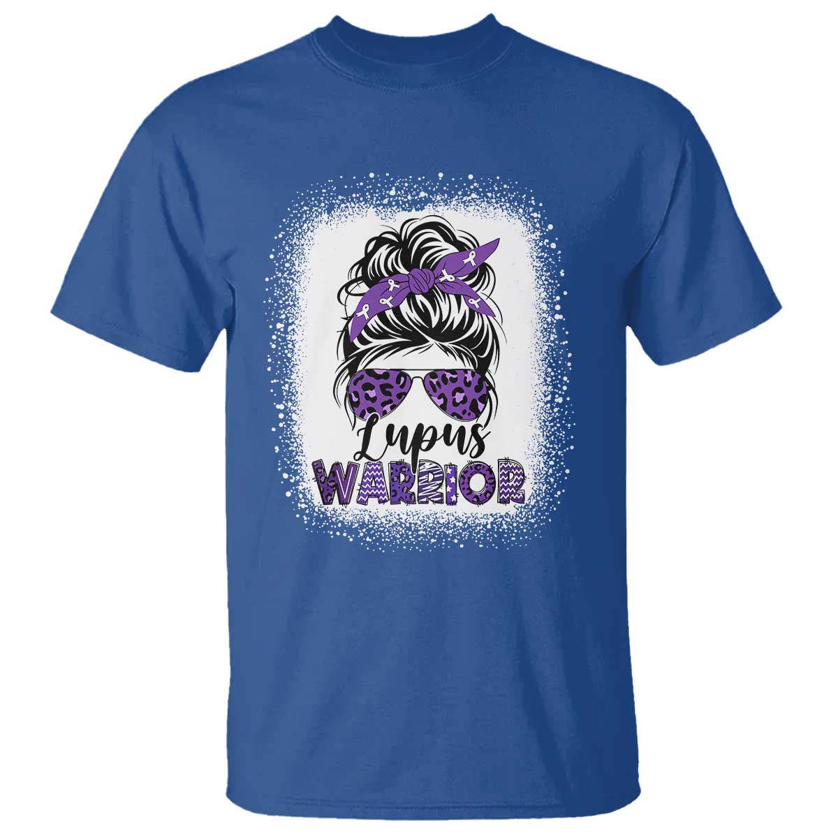 Lupus Warrior T Shirt Purple Ribbon Messy Bun Women