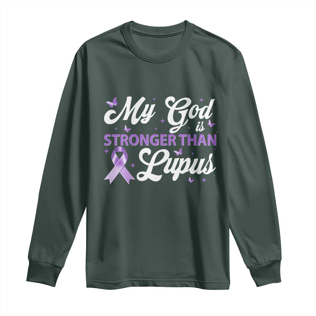 My God Is Bigger Than Lupus Long Sleeve Shirt Purple Ribbon