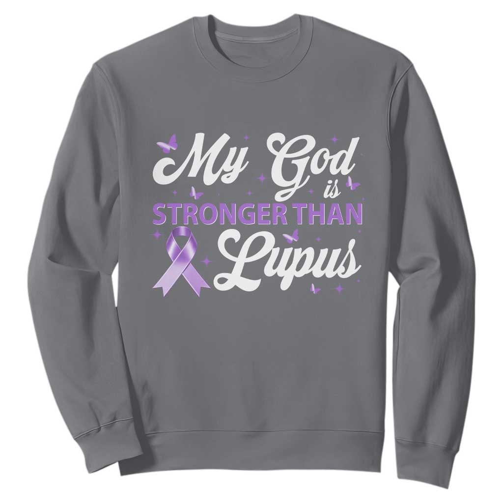 My God Is Bigger Than Lupus Sweatshirt Purple Ribbon