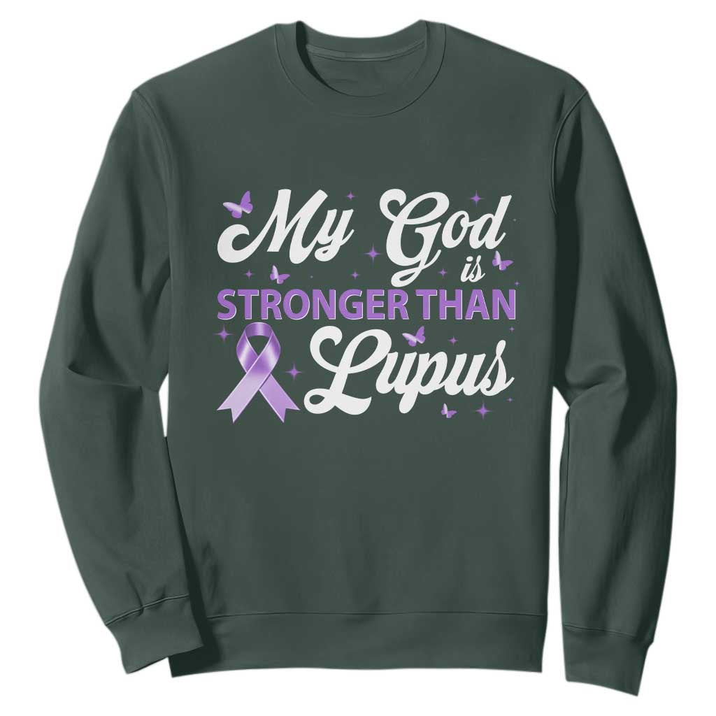 My God Is Bigger Than Lupus Sweatshirt Purple Ribbon