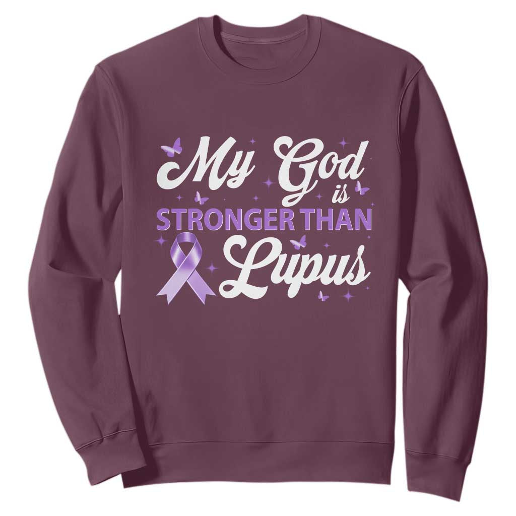 My God Is Bigger Than Lupus Sweatshirt Purple Ribbon