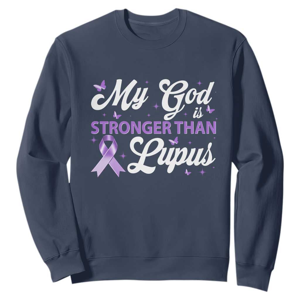 My God Is Bigger Than Lupus Sweatshirt Purple Ribbon