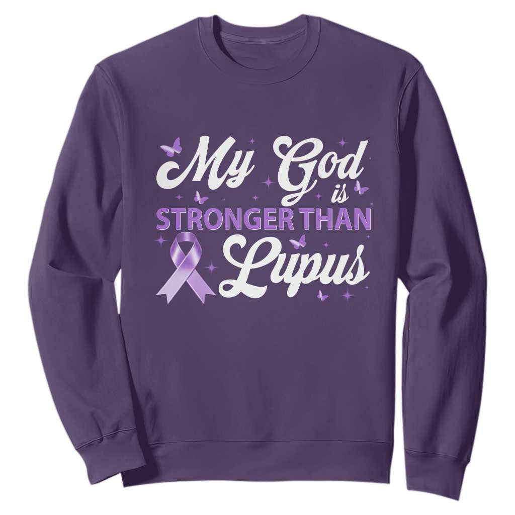 My God Is Bigger Than Lupus Sweatshirt Purple Ribbon