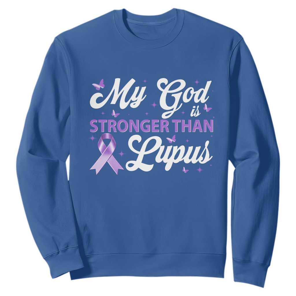 My God Is Bigger Than Lupus Sweatshirt Purple Ribbon