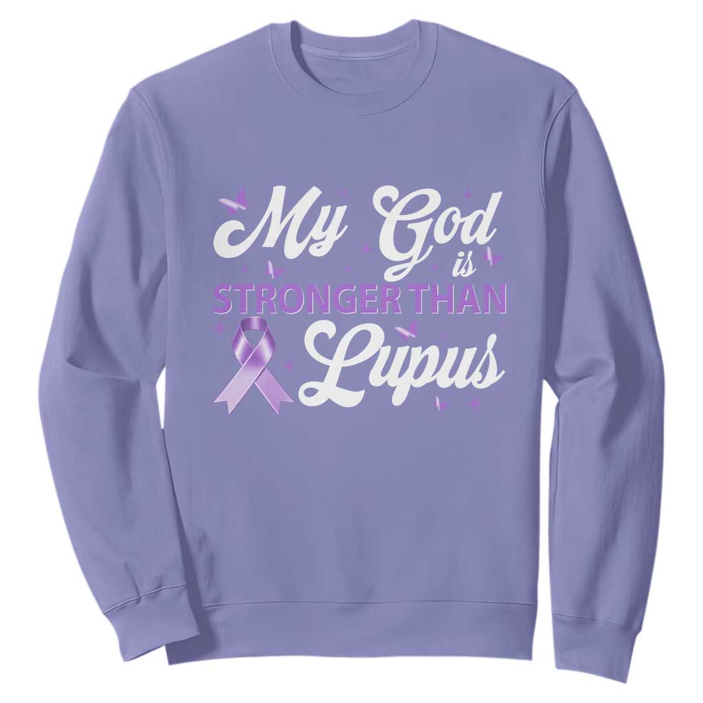 My God Is Bigger Than Lupus Sweatshirt Purple Ribbon