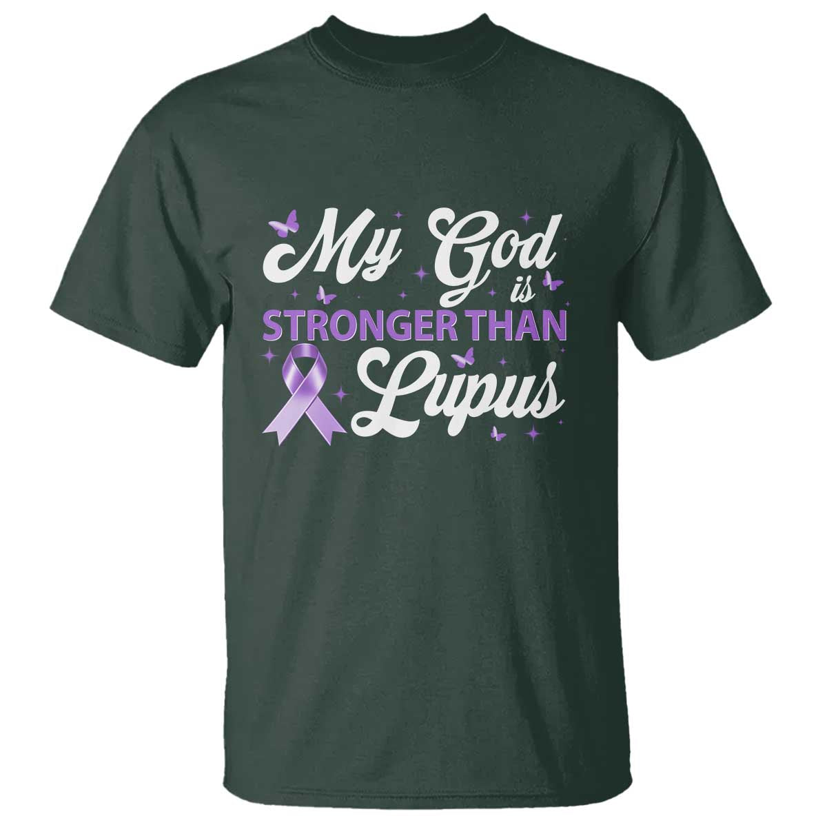 My God Is Bigger Than Lupus T Shirt Purple Ribbon
