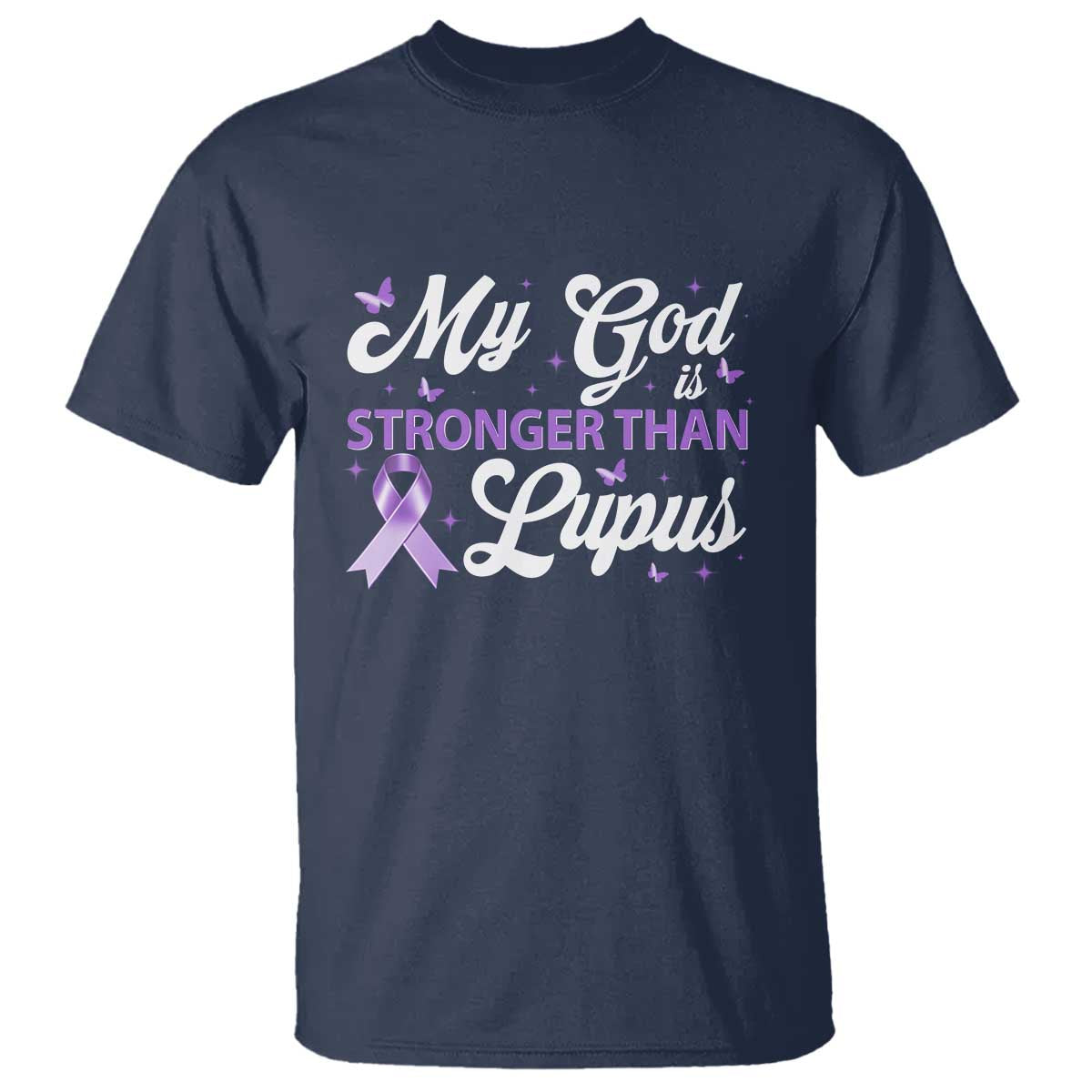My God Is Bigger Than Lupus T Shirt Purple Ribbon