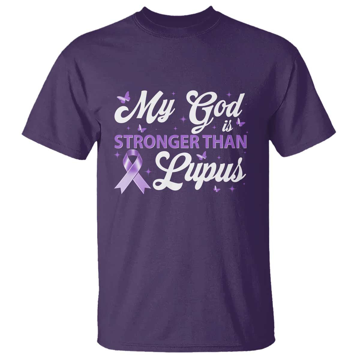 My God Is Bigger Than Lupus T Shirt Purple Ribbon