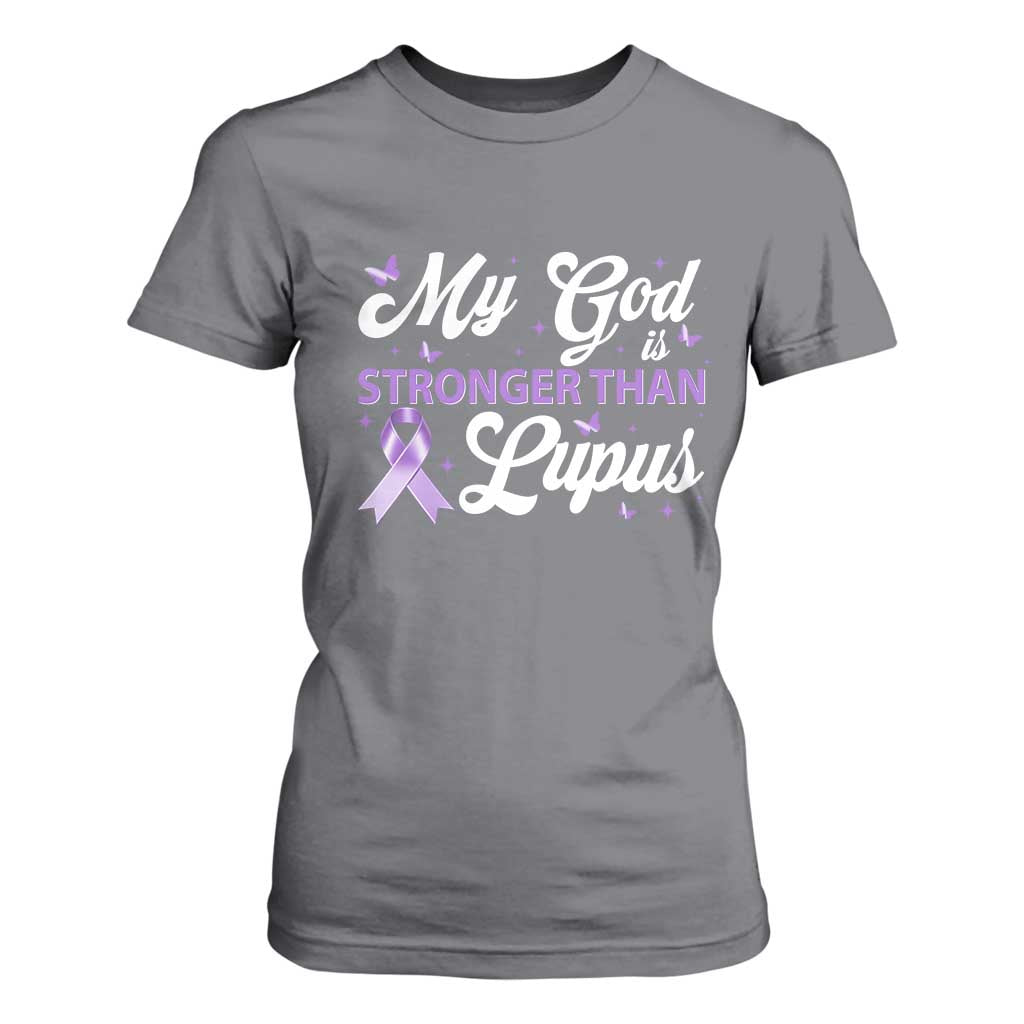 My God Is Bigger Than Lupus T Shirt For Women Purple Ribbon
