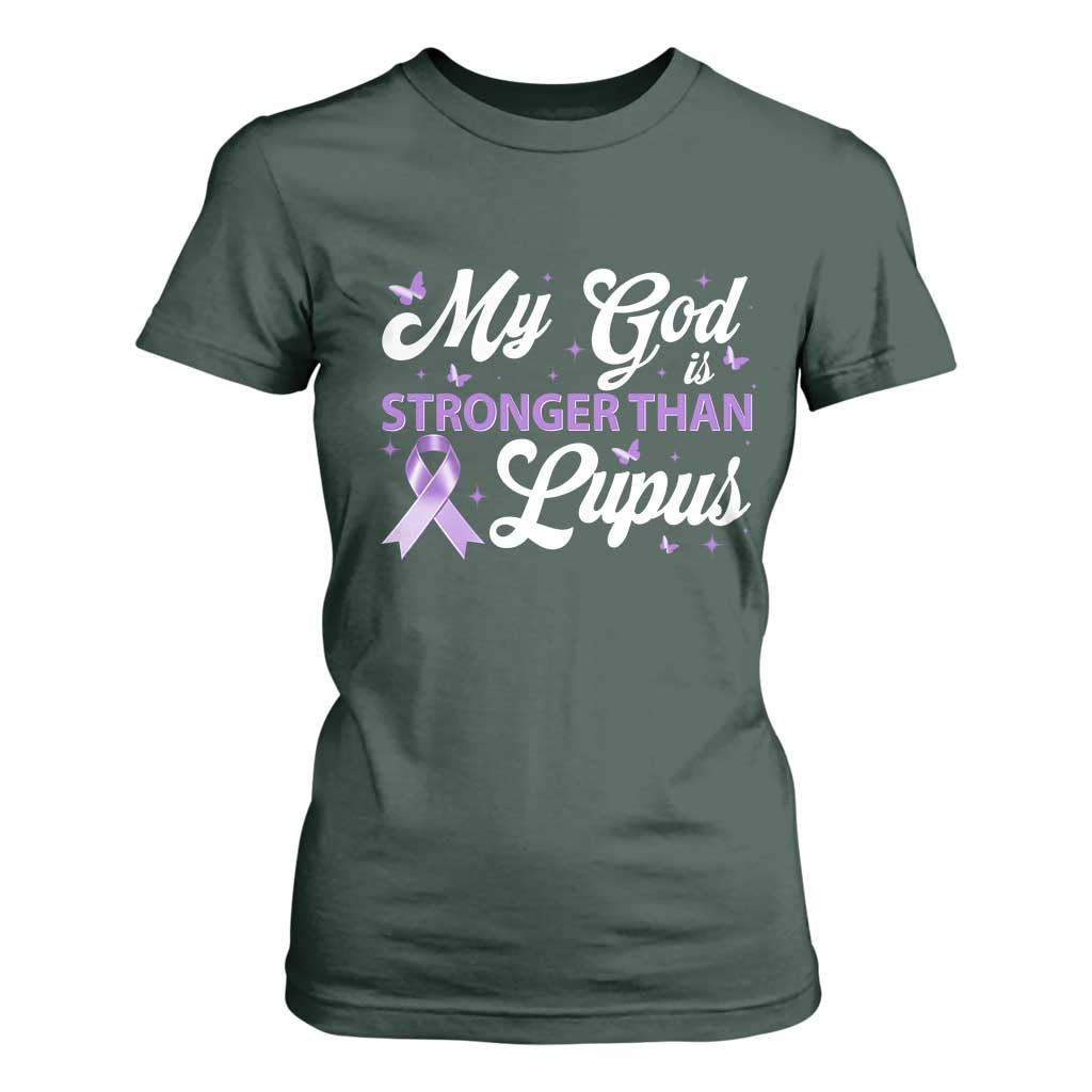 My God Is Bigger Than Lupus T Shirt For Women Purple Ribbon
