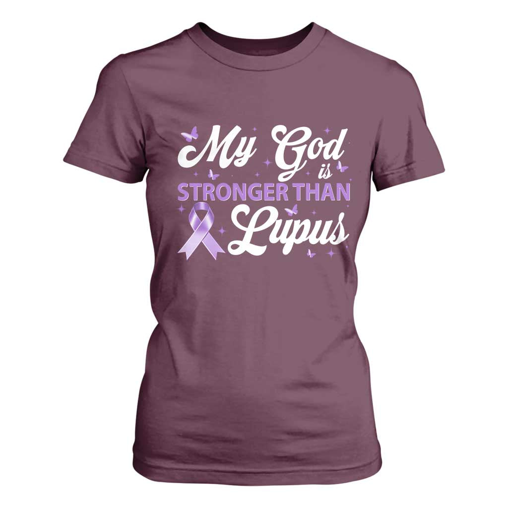 My God Is Bigger Than Lupus T Shirt For Women Purple Ribbon