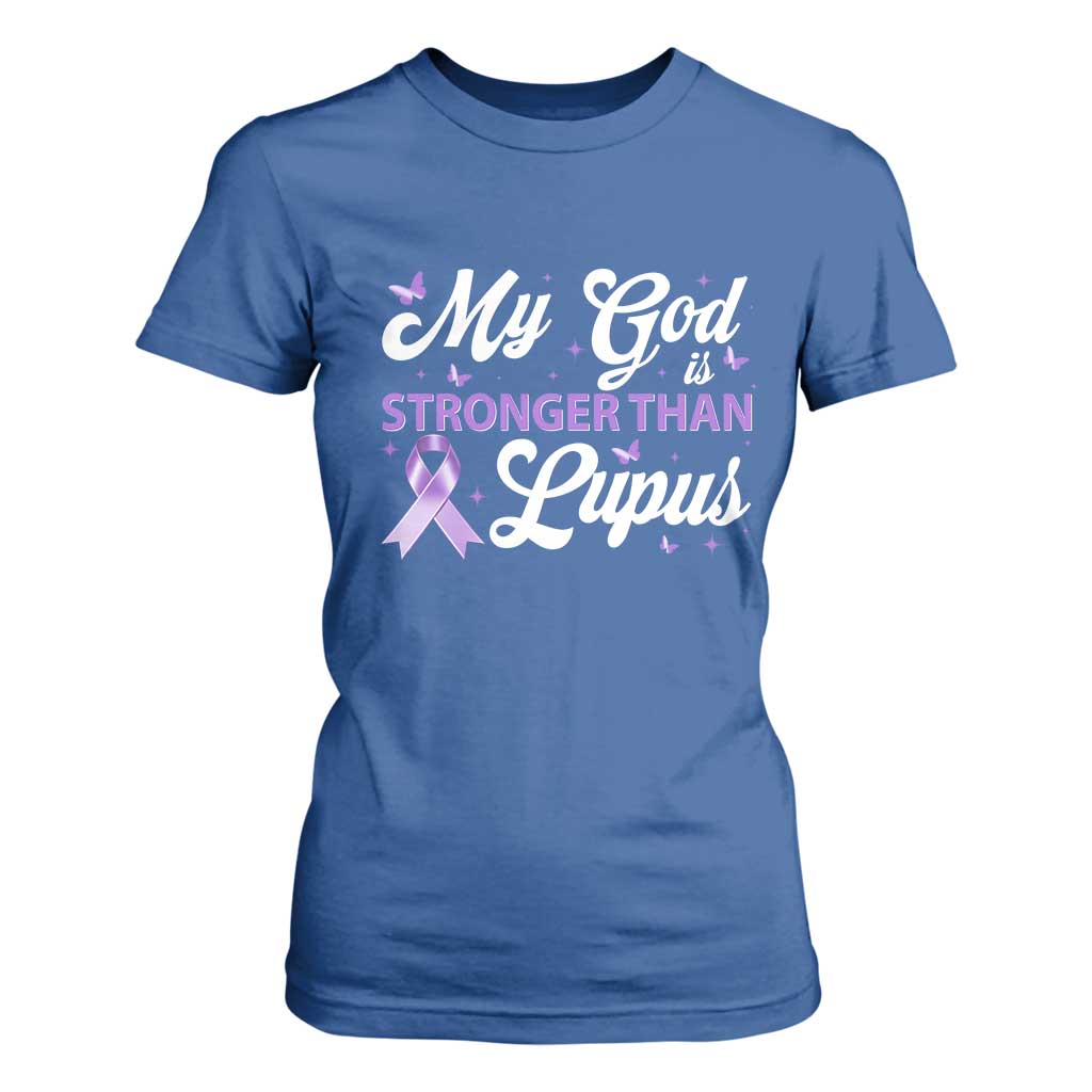 My God Is Bigger Than Lupus T Shirt For Women Purple Ribbon