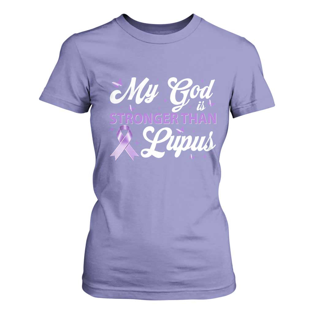 My God Is Bigger Than Lupus T Shirt For Women Purple Ribbon