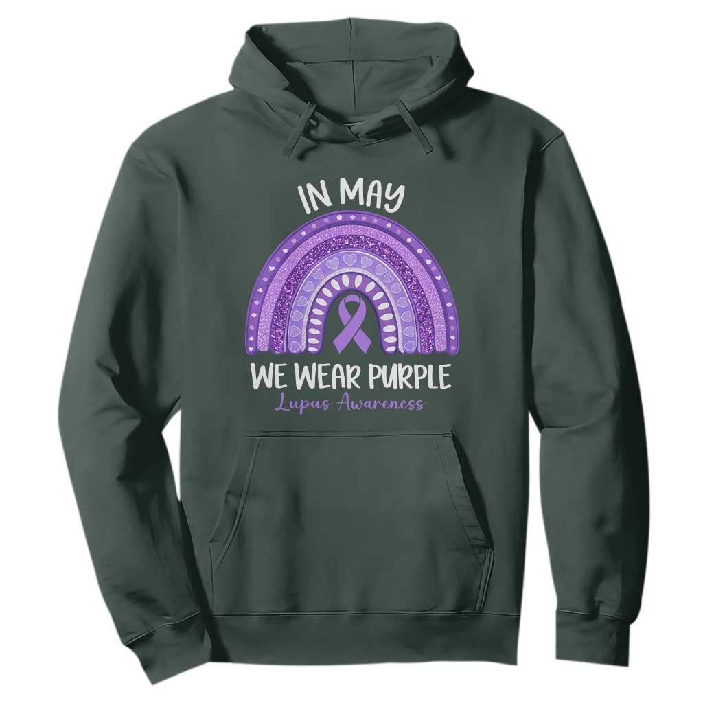 Lupus Support Hoodie In May We Wear Purple Ribbon Rainbow