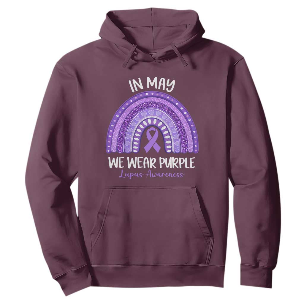Lupus Support Hoodie In May We Wear Purple Ribbon Rainbow