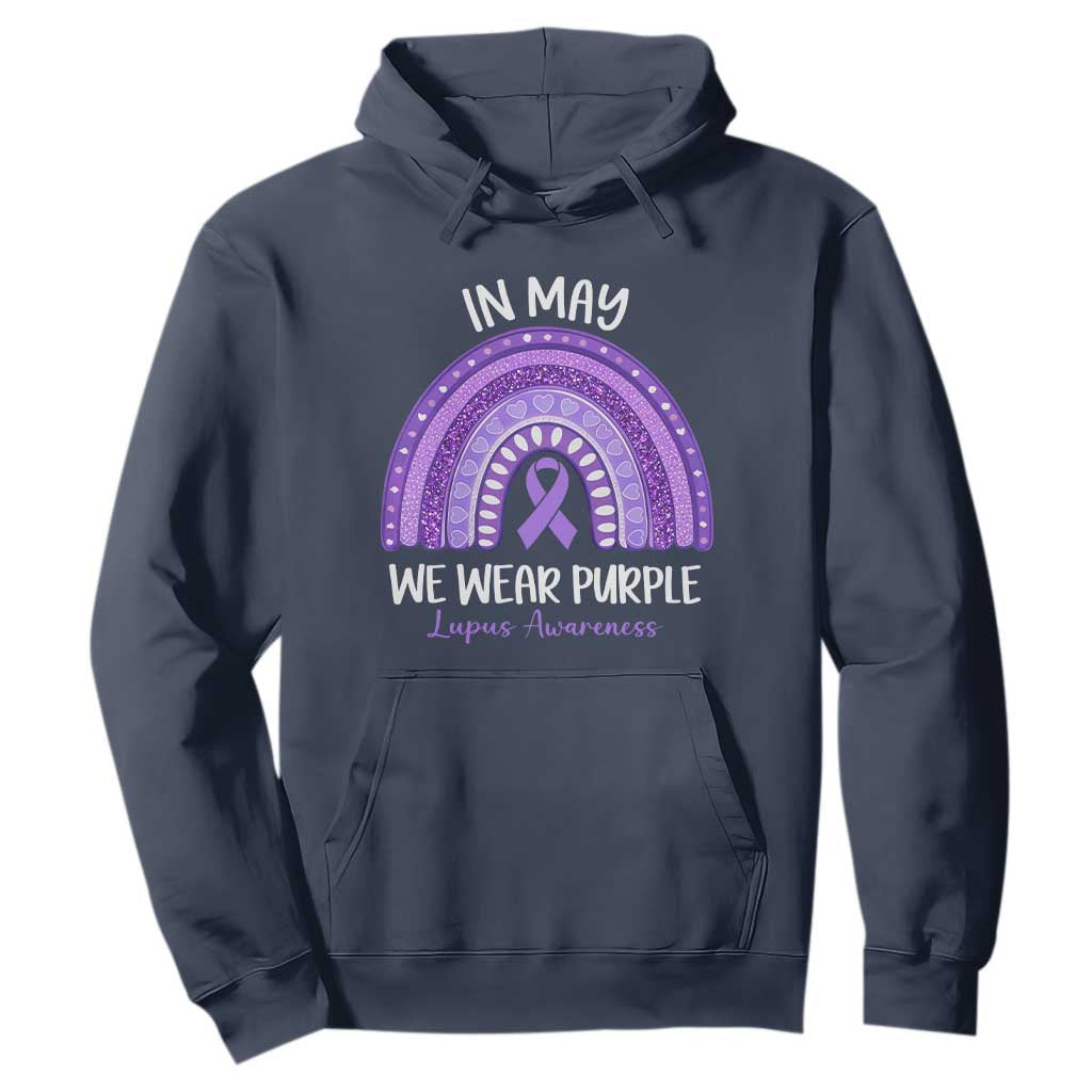 Lupus Support Hoodie In May We Wear Purple Ribbon Rainbow