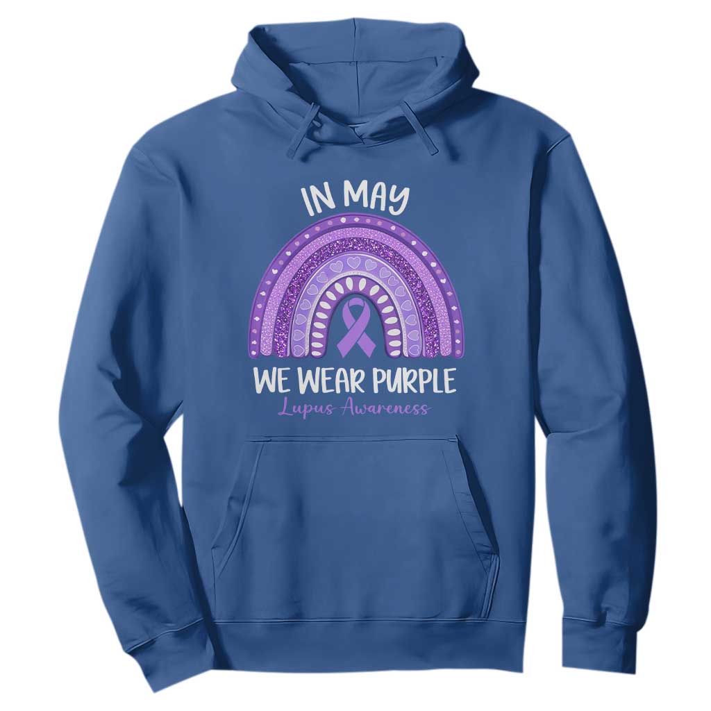 Lupus Support Hoodie In May We Wear Purple Ribbon Rainbow