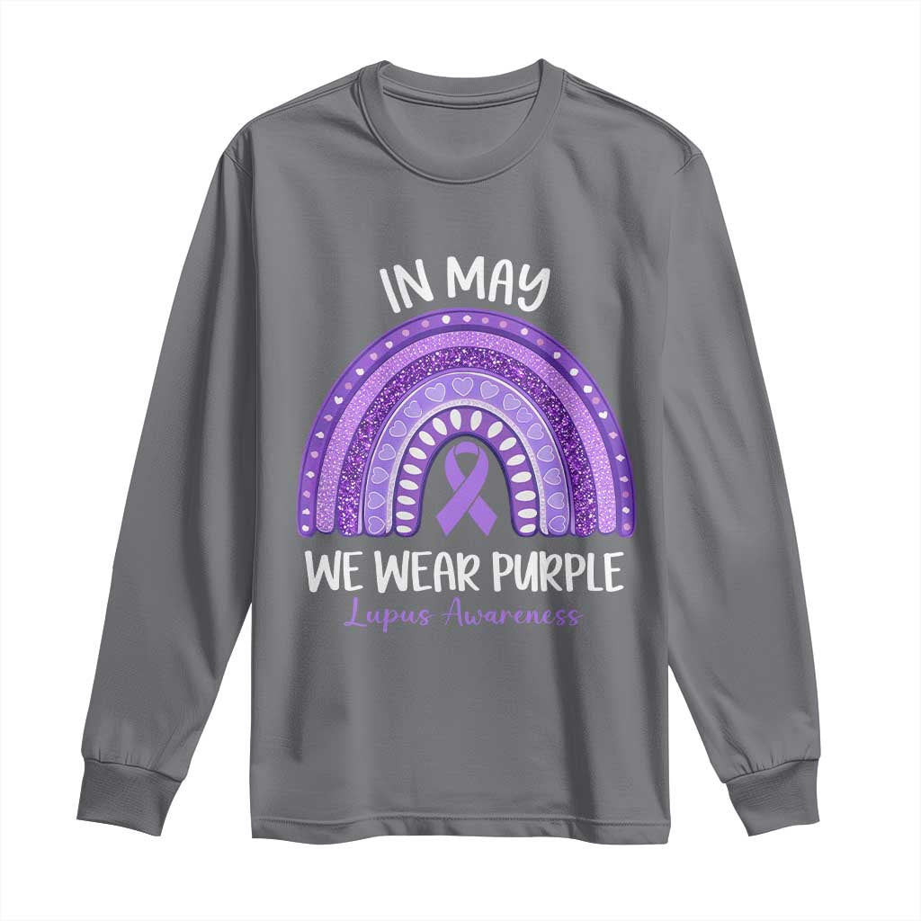 Lupus Support Long Sleeve Shirt In May We Wear Purple Ribbon Rainbow