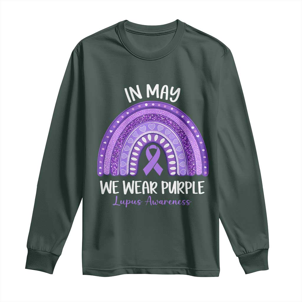 Lupus Support Long Sleeve Shirt In May We Wear Purple Ribbon Rainbow