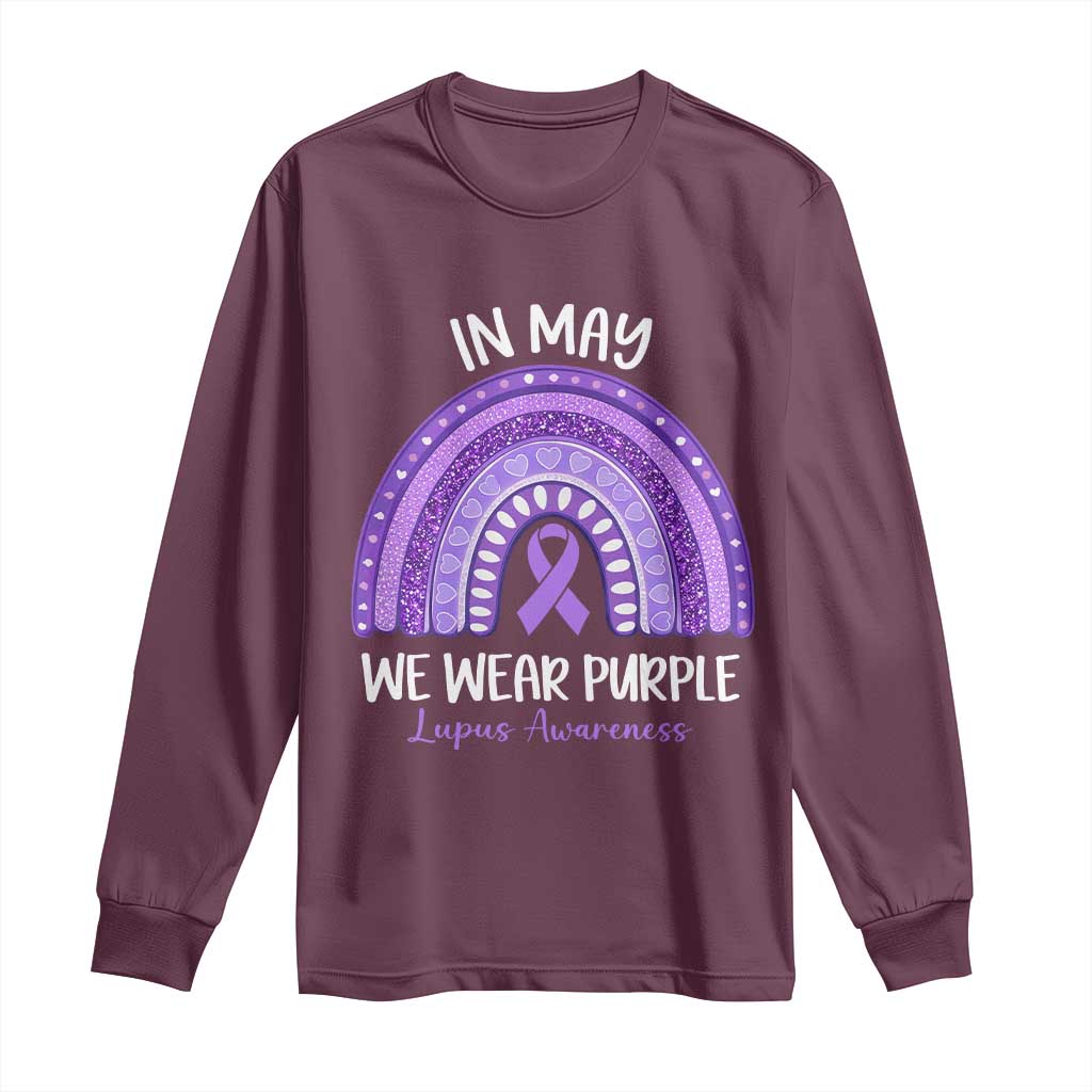 Lupus Support Long Sleeve Shirt In May We Wear Purple Ribbon Rainbow