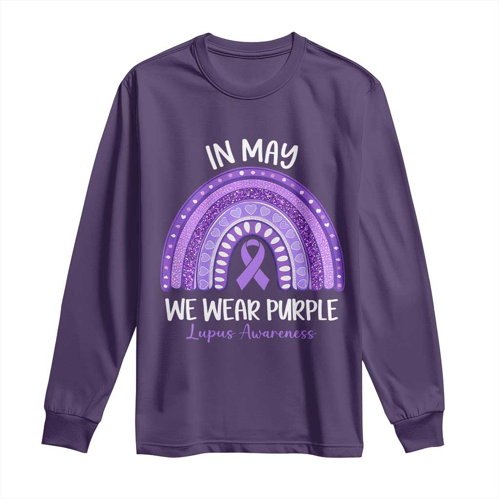 Lupus Support Long Sleeve Shirt In May We Wear Purple Ribbon Rainbow