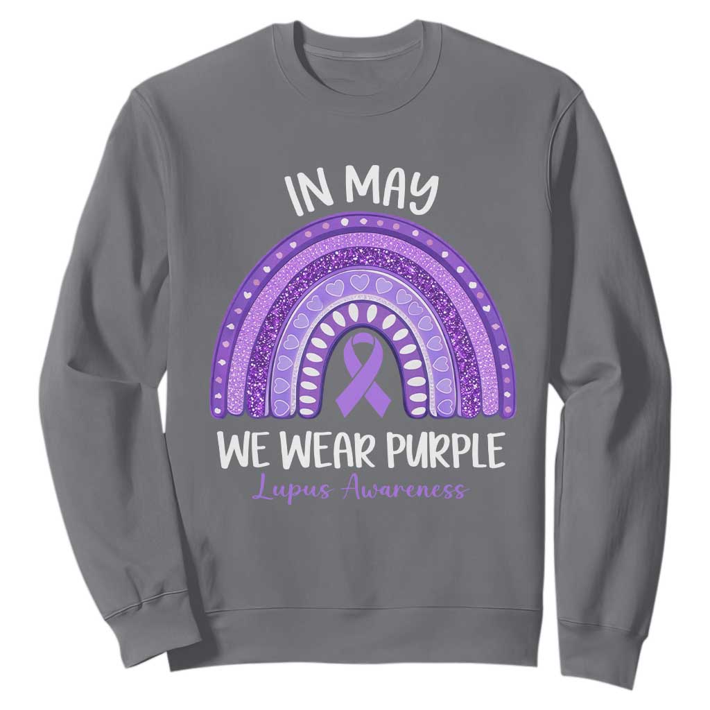 Lupus Support Sweatshirt In May We Wear Purple Ribbon Rainbow