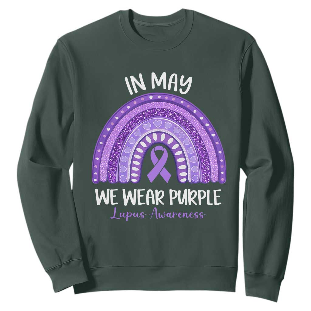 Lupus Support Sweatshirt In May We Wear Purple Ribbon Rainbow