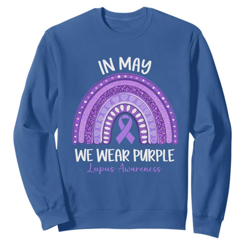 Lupus Support Sweatshirt In May We Wear Purple Ribbon Rainbow