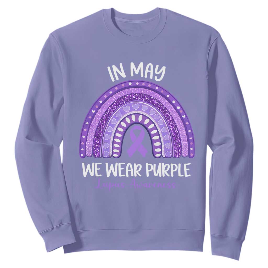 Lupus Support Sweatshirt In May We Wear Purple Ribbon Rainbow